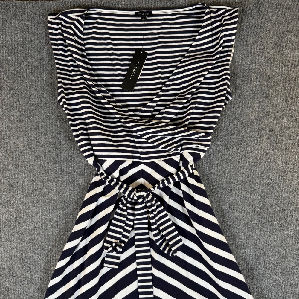 Talbots‎ Womens Striped Faux Wrap Sleeveless Maxi Dress Blue White M NWT 2887